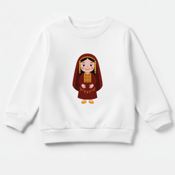 Sweatshirt Enfant - Fille en Robe Traditionnelle Bordeaux avec Bijoux