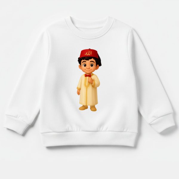 Sweatshirt Enfant - Garçon en Tenue Traditionnelle Beige avec Chéchia