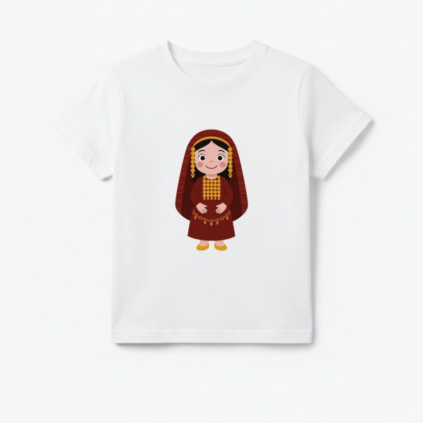 T-shirt Enfant Tunisien - Fille en Habit Traditionnel Rouge