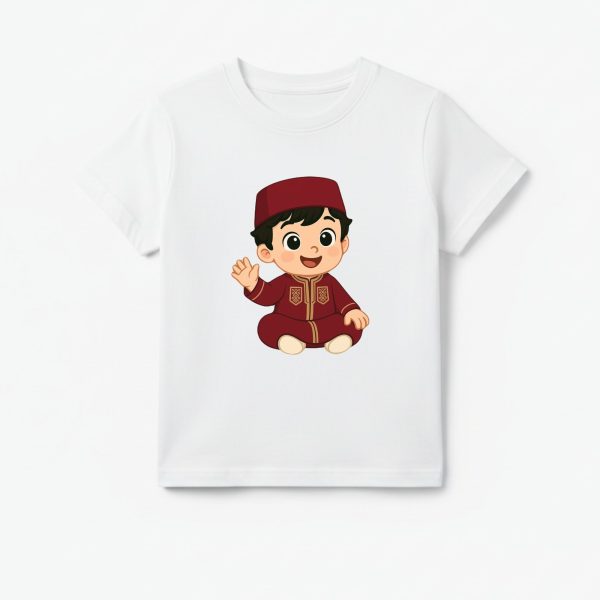 T-shirt Enfant Tunisien - Bébé en Jebba Bordeaux Brodée