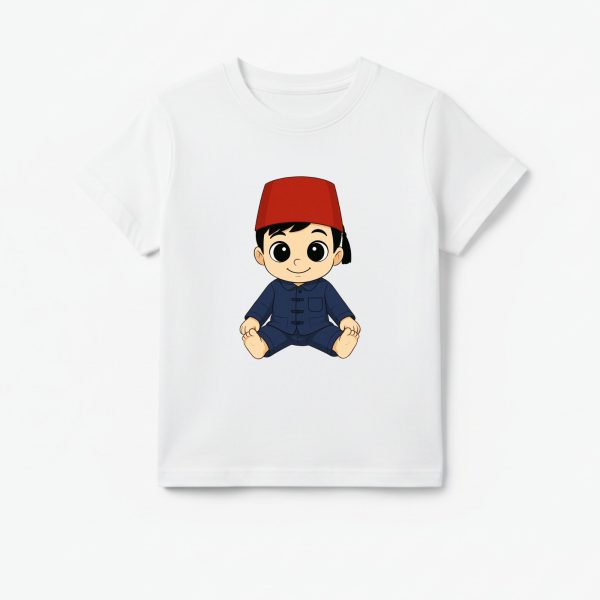 T-shirt Enfant Tunisien - Bébé en Tenue Traditionnelle Bleue