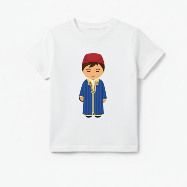 T-shirt Enfant Tunisien - Garçon en Jebba Bleue Rayée