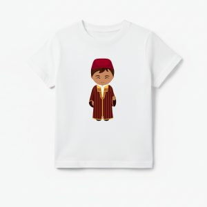 T-shirt Enfant Tunisien - Garçon en Jebba Marron Traditionnelle