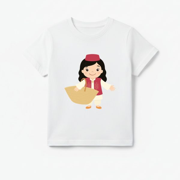 T-shirt Enfant Tunisien - Fille en Tenue Folklorique Tunisienne