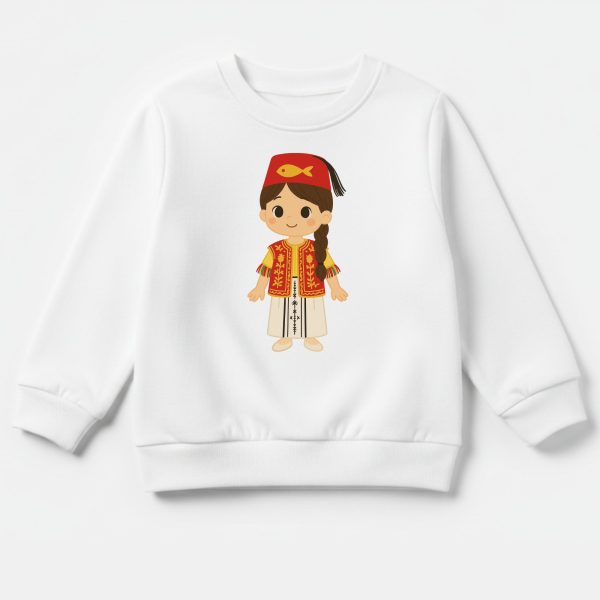 Sweatshirt Enfant - Fille en Costume Traditionnel Tunisien Orange