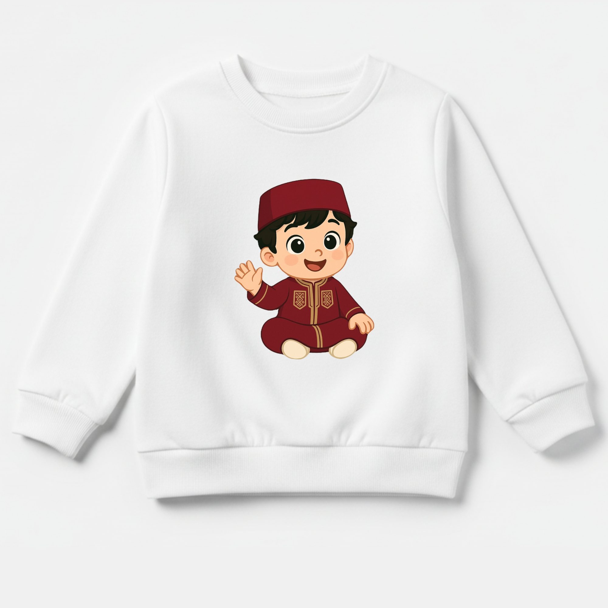 Ma7leek Sweatshirt Enfant - Garçon Tunisien en Jebba Rouge Traditionnelle