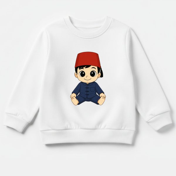 Sweatshirt Enfant - Garçon avec Chéchia Rouge et Tenue Bleue