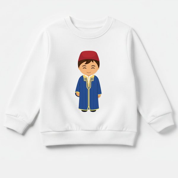 Sweatshirt Enfant - Garçon en Jebba Tunisienne Bleue Rayée
