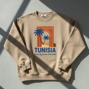 Sweat-shirt "Tunisie – Terres de Jasmin et de Sable" (Style Rétro/Voyage)
